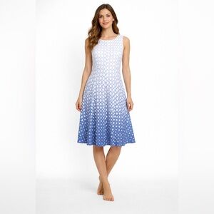 Haani sleeveless a-line dress Size M White and Blue Color Full Lined